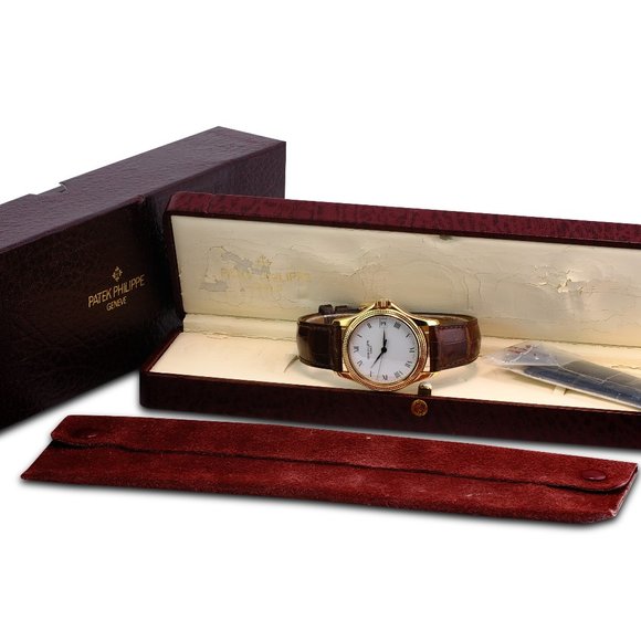 PATEK PHILIPPE CALATRAVA 18KY GOLD WHITE ROMAN DIAL 37MM WATCH- BOX & PAPERS - Picture 1 of 8